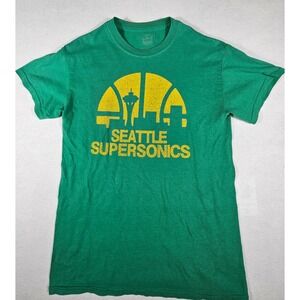 Seattle Supersonics Mens Green Yellow Graphic T-Shirt Small NBA Basketball‎ Tee